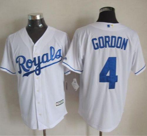 Royals #4 Alex Gordon White New Cool Base Stitched MLB Jersey - Click Image to Close